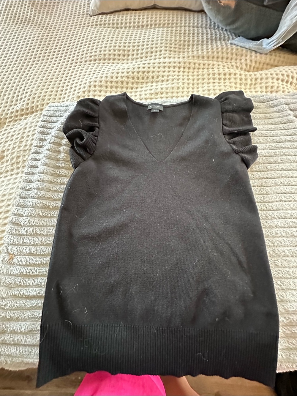 Ann Taylor Flutter Sleeve V-Neck Knit Top